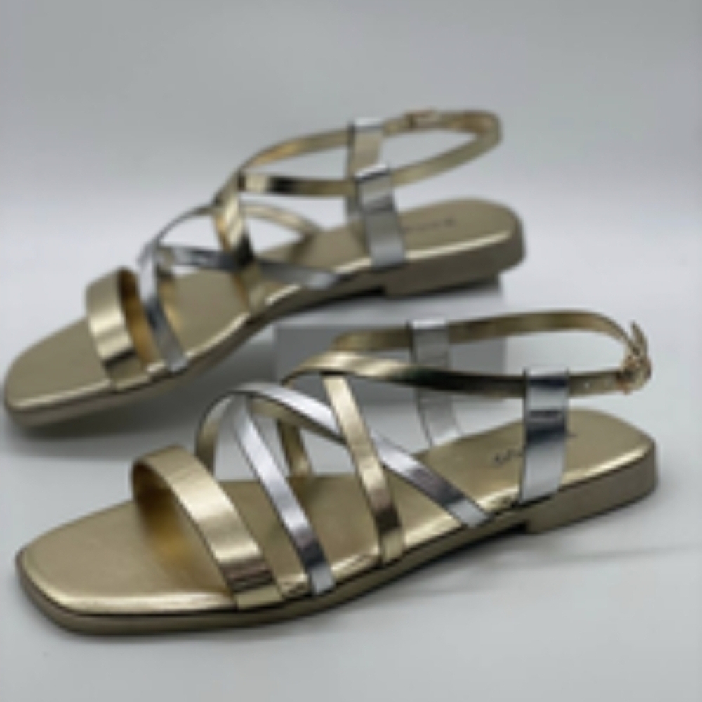 Metallic Gold & Silver Strappy Women's Sandals